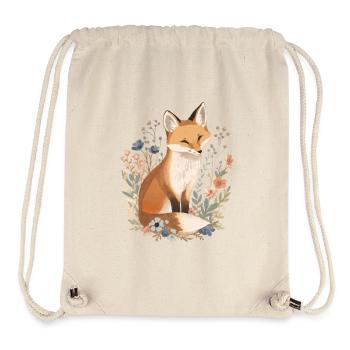 Floral Fuchsillustration mit zarten Wildblumen - Stanley/Stella recycelter Gym Bag - Naturweiß - Vorne