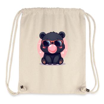 Bärenillustration mit Sonnenbrille und Bubblegum - Stanley/Stella recycelter Gym Bag - Naturweiß - Vorne