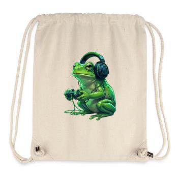 FroschGamer mit Kopfhörern - Stanley/Stella recycelter Gym Bag - Naturweiß - Vorne