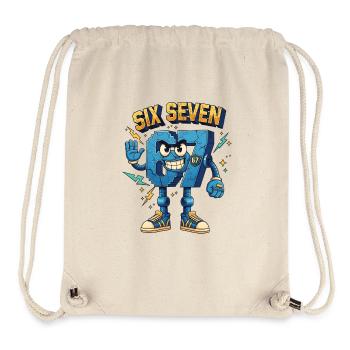 67 Six Seven Siebenundsechzig Roboter Comic Zahl - Stanley/Stella recycelter Gym Bag - Naturweiß - Vorne