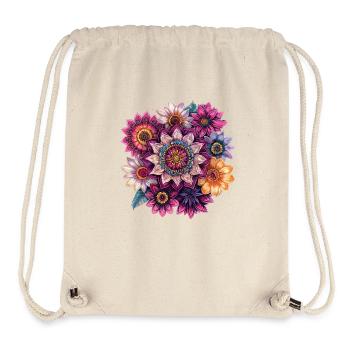 Mandala de Fleurs Kaléidoscopiques - Sac à cordon recyclé Stanley/Stella - blanc naturel - Devant