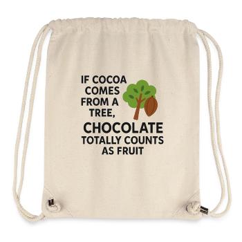 Le chocolat compte comme un fruit – drôle de dicton du cacao - Sac à cordon recyclé Stanley/Stella - blanc naturel - Devant