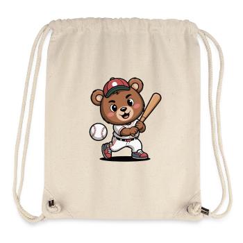 Héros ours sur une batte de baseball - Sac à cordon recyclé Stanley/Stella - blanc naturel - Devant