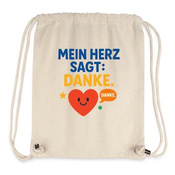 Mon cœur merci, gratitude, amour, cadeau - Sac à cordon recyclé Stanley/Stella - blanc naturel - Devant