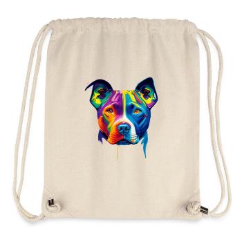 Colorful Pitbull Dog Face Paint Splatter Art - Stanley/Stella Recycled Gym Bag - natural - Front