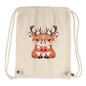 Zwei Rehkitze mit Herzkuschelmotiv - Stanley/Stella recycelter Gym Bag - Naturweiß - Vorne