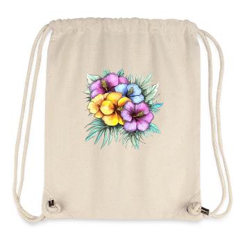 Hibiskus Farbblütenstrauß - Stanley/Stella recycelter Gym Bag - Naturweiß - Vorne