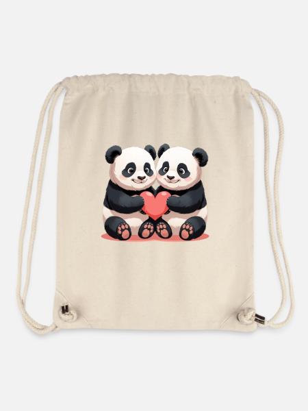 Panda Herzduo Kuschelzeit - Stanley/Stella recycelter Gym Bag - Naturweiß