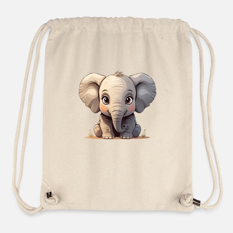 Dessin animé mignon bébé éléphant - Sac à cordon recyclé Stanley/Stella - blanc naturel