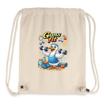 Gans Fit Kraftheld Cartoon - Stanley/Stella recycelter Gym Bag - Naturweiß - Vorne