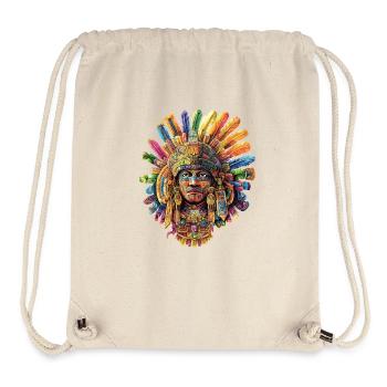 Masque coloré en plumes aztèques - Sac à cordon recyclé Stanley/Stella - blanc naturel - Devant