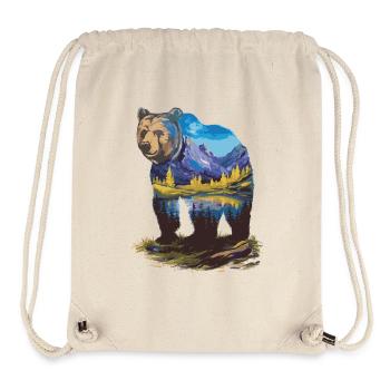 Wander Bär Berge See Retro Natur Design - Stanley/Stella recycelter Gym Bag - Naturweiß - Vorne
