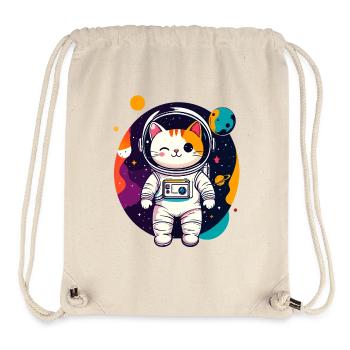 Chat astronaute qui fait un clin d’œil dans l’espace Art du chat - Sac à cordon recyclé Stanley/Stella - blanc naturel - Devant