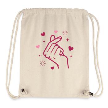 Kpop Musique coréenne Doigts mignons Cœur Amour Corée - Sac à cordon recyclé Stanley/Stella - blanc naturel - Devant