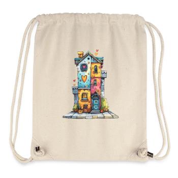 Maison du Cœur en aquarelle - Sac à cordon recyclé Stanley/Stella - blanc naturel - Devant
