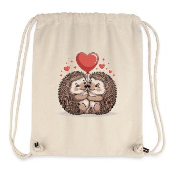 Couple hérissons pour la Saint-Valentin - Sac à cordon recyclé Stanley/Stella - blanc naturel - Devant