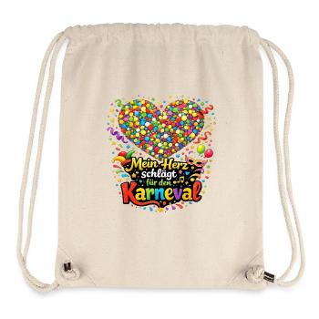 Mon cœur bat pour le carnaval Jecke Fasching - Sac à cordon recyclé Stanley/Stella - blanc naturel - Devant