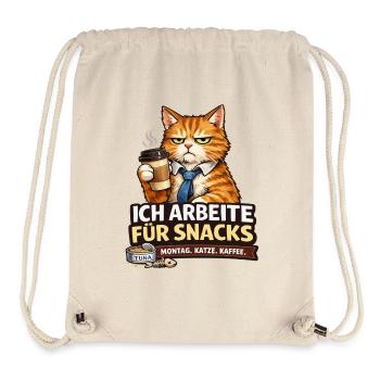 Ich arbeite für Snacks – Büro Katze - Stanley/Stella recycelter Gym Bag - Naturweiß - Vorne