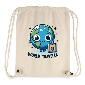 Weltkugel Abenteuer Cartoon - Stanley/Stella recycelter Gym Bag - Naturweiß - Vorne