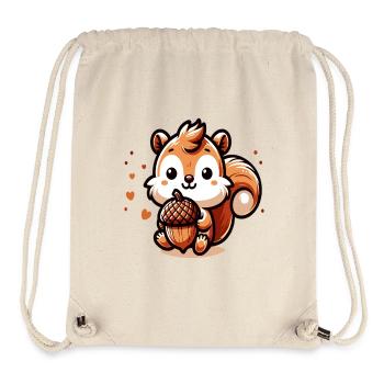Süßes Eichhörnchen mit Herz-Eichel - Stanley/Stella recycelter Gym Bag - Naturweiß - Vorne