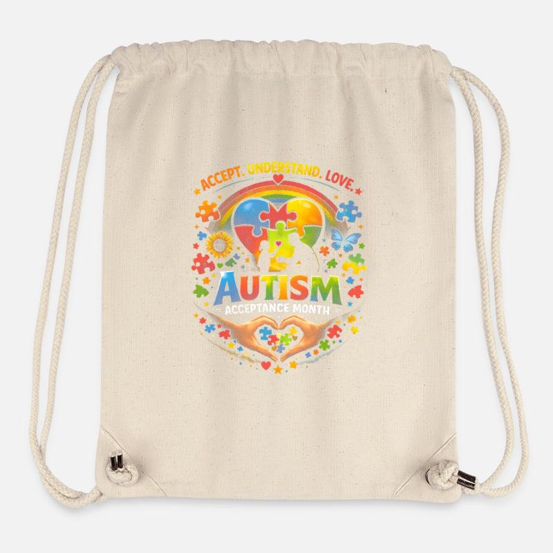 Puzzle du cœur sur l’acceptation de l’autisme - Sac à cordon recyclé Stanley/Stella - blanc naturel