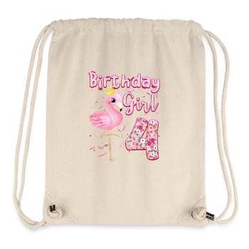 Filles de 4e anniversaire Flamingo Flamant Rose 4 ans - Sac à cordon recyclé Stanley/Stella - blanc naturel - Devant