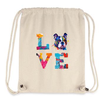 Love English Bulldog, chien coloré pop art - Sac à cordon recyclé Stanley/Stella - blanc naturel - Devant
