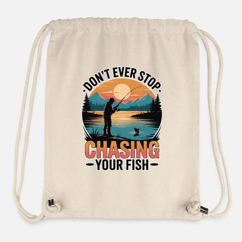 Don't Ever Stop Chasing Your Fish - Stanley/Stella recycelter Gym Bag - Naturweiß