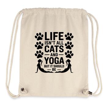 Dictions de yoga : cadeau drôle de yoga pour chats - Sac à cordon recyclé Stanley/Stella - blanc naturel - Devant