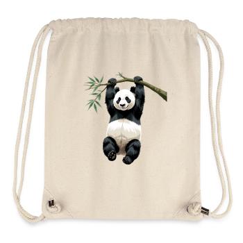 Hängender Panda Bambuszweig - Stanley/Stella recycelter Gym Bag - Naturweiß - Vorne