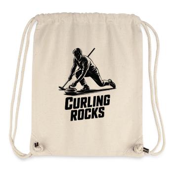 Curling Rocks Winter Sports Silhouette Man - Stanley/Stella Recycled Gym Bag - natural - Front