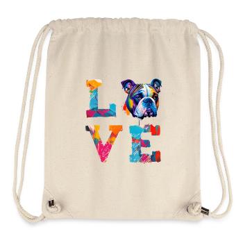 Englisches Bulldoggen-Pop-Art-Liebes-Hunde-Liebhaber-Design - Stanley/Stella recycelter Gym Bag - Naturweiß - Vorne