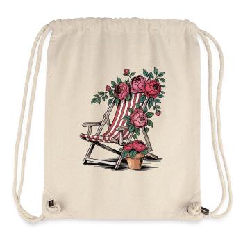 T-shirt de chaise longue vintage – Été et fleurs - Sac à cordon recyclé Stanley/Stella - blanc naturel - Devant