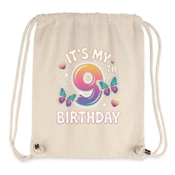 Roue des couleurs du neuvième anniversaire 9 - Sac à cordon recyclé Stanley/Stella - blanc naturel - Devant