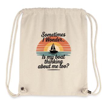 Parfois, je me demande si mon bateau pense à moi - Sac à cordon recyclé Stanley/Stella - blanc naturel - Devant