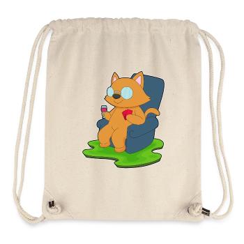 Jeu de cartes de poker chat - Sac à cordon recyclé Stanley/Stella - blanc naturel - Devant