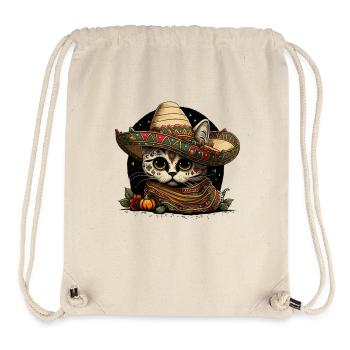 Sugar Skull Cat in Mexican Sombrero - Stanley/Stella Recycled Gym Bag - natural - Front