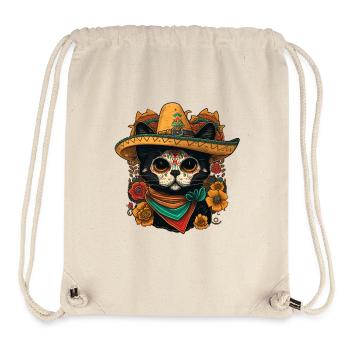Sugar Skull Cat in Sombrero - Stanley/Stella Recycled Gym Bag - natural - Front