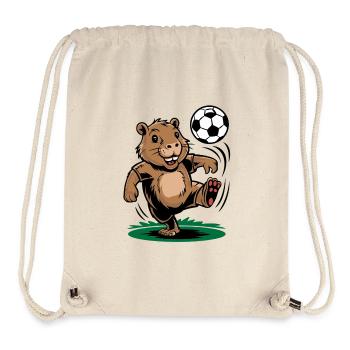  Lustiger Fußball Biber Cartoon für Kinder und - Stanley/Stella recycelter Gym Bag - Naturweiß - Vorne