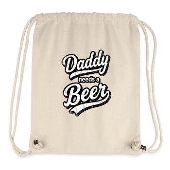 Papa a besoin d’une bière Texte vintage vieilli - Sac à cordon recyclé Stanley/Stella - blanc naturel - Devant