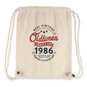 40e anniversaire de voiture classique vintage 1986 - Sac à cordon recyclé Stanley/Stella - blanc naturel - Devant