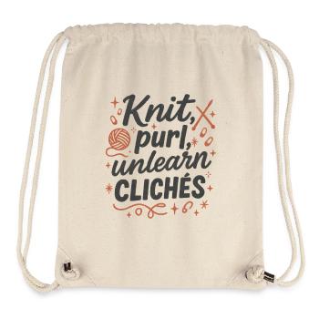 Des mailles au lieu de clichés | Hommes-tricoteurs - Sac à cordon recyclé Stanley/Stella - blanc naturel - Devant