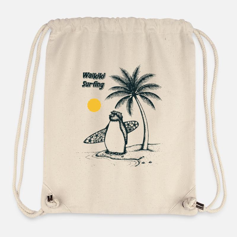 Waikiki Surfing Penguin - Stanley/Stella recycelter Gym Bag - Naturweiß