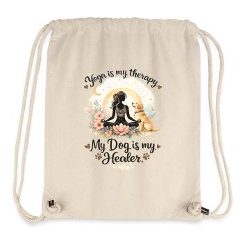 Yoga ist meine Therapie mein Hund mein Heiler - Stanley/Stella recycelter Gym Bag - Naturweiß - Vorne