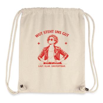 Wut steht uns gut | Laut klar unaufhaltbar Stateme - Stanley/Stella recycelter Gym Bag - Naturweiß - Vorne