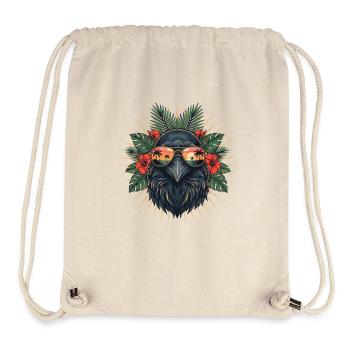 Oiseau tropical avec des lunettes de soleil - Sac à cordon recyclé Stanley/Stella - blanc naturel - Devant