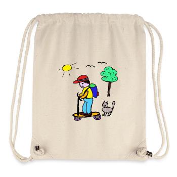 Child Children School Child Cat Friends - Stanley/Stella Recycled Gym Bag - natural - Front