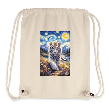 Weißer Tiger Sternennacht - Stanley/Stella recycelter Gym Bag - Naturweiß - Vorne