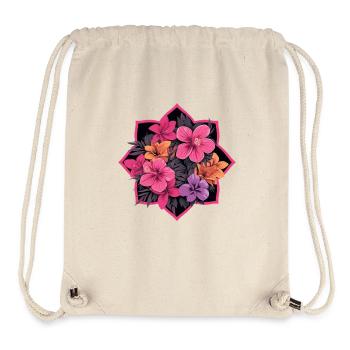 Hibiscus frame in neon pink - Stanley/Stella Recycled Gym Bag - natural - Front