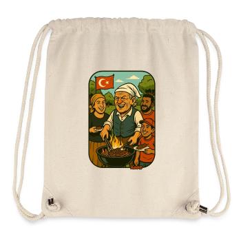 Deutscher Michel und türkische Familienbarbecue-Szene - Stanley/Stella recycelter Gym Bag - Naturweiß - Vorne